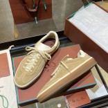 Женские замшевые кроссовки Loro Piana Premium - Beige