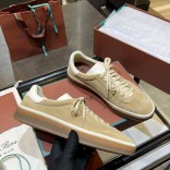 Женские замшевые кроссовки Loro Piana Premium - Beige
