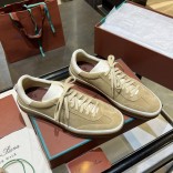 Женские замшевые кроссовки Loro Piana Premium - Beige