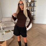 Женский базовый лонгслив Loro Piana Premium - Brown