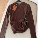 Женский базовый лонгслив Loro Piana Premium - Brown
