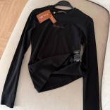 Женский базовый лонгслив Loro Piana Premium - Black