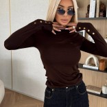 Женский базовый лонгслив Loro Piana Premium - Brown