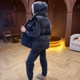 Женский костюм тройка на флисе Loro Piana premium - Grey