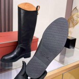 Женские кожаные сапоги Loro Piana premium - Black