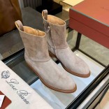 Женские замшевые сапоги Loro Piana premium - Grey