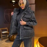 Женский костюм тройка на флисе Loro Piana premium - Grey