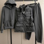 Женский костюм тройка на флисе Loro Piana premium - Grey