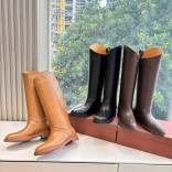 Женские кожаные сапоги Loro Piana premium - Black