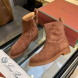 Женские замшевые сапоги Loro Piana premium - Brown
