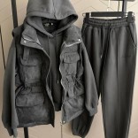 Женский костюм тройка на флисе Loro Piana premium - Grey