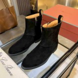 Женские замшевые сапоги Loro Piana premium - Black