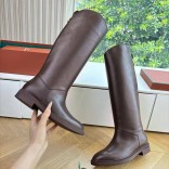 Женские кожаные сапоги Loro Piana premium - Brown