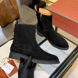 Женские замшевые сапоги Loro Piana premium - Black