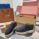 Женские замшевые лоферы Loro Piana premium - Grey