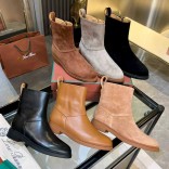 Женские кожаные сапоги Loro Piana premium - Black