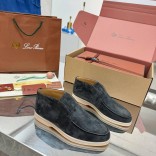 Женские замшевые лоферы Loro Piana premium - Grey