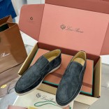 Женские замшевые лоферы Loro Piana premium - Grey