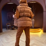 Женский костюм тройка на флисе Loro Piana premium - Chestnut