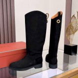 Женские замшевые сапоги Loro Piana premium - Black