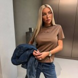 Женская базовая футболка Loro Piana premium - Brown