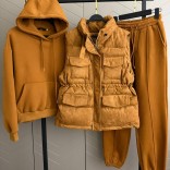 Женский костюм тройка на флисе Loro Piana premium - Chestnut