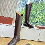 Женские кожаные сапоги Loro Piana premium - Brown