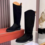 Женские замшевые сапоги Loro Piana premium - Black