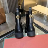 Женские кожаные сапоги Loro Piana premium - Black