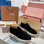 Женские замшевые лоферы Loro Piana premium - Black