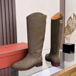 Женские замшевые сапоги Loro Piana premium - Grey