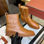 Женские кожаные сапоги Loro Piana premium - Chestnut