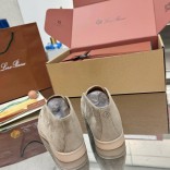 Женские замшевые лоферы Loro Piana premium - Light Grey