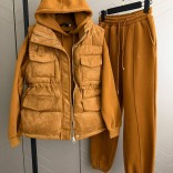 Женский костюм тройка на флисе Loro Piana premium - Chestnut