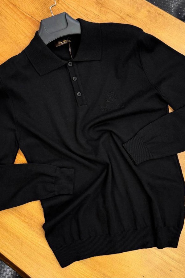 Поло с длинным рукавом Loro Piana чёрного цвета