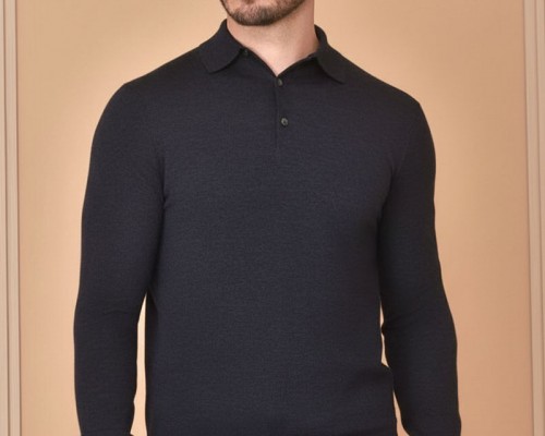 Поло с длинным рукавом Loro Piana Premium - Black Flower Gray