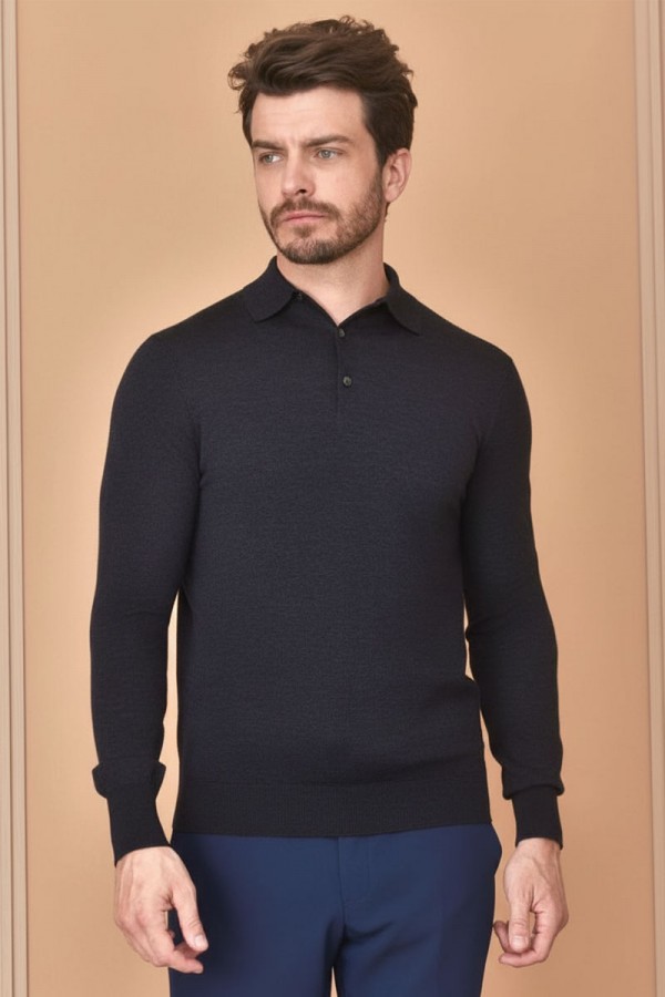 Поло с длинным рукавом Loro Piana Premium - Black Flower Gray