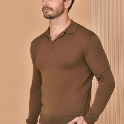 Поло с длинным рукавом Loro Piana Premium - Caramel