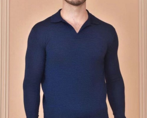 Поло с длинным рукавом Loro Piana Premium - Flower Hide Blue