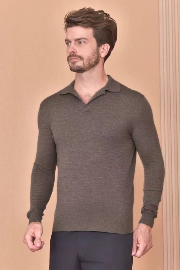 Поло с длинным рукавом Loro Piana Premium - Gray Coffee