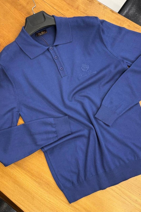 Поло с длинным рукавом Loro Piana цвета индиго