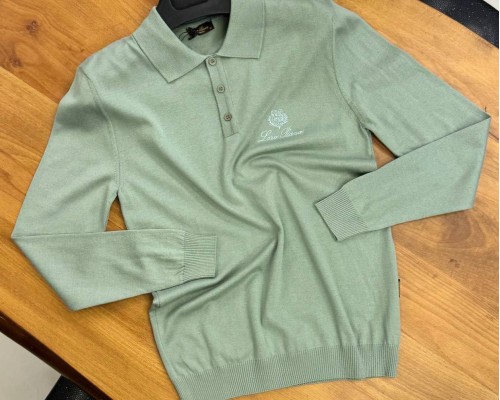 Поло с длинным рукавом Loro Piana зелёного цвета