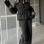 Темно-серый женский костюм тройка на флисе Loro Piana