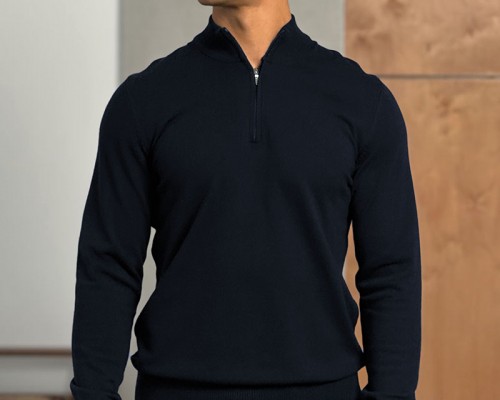 Тёмно-синий джемпер Loro Piana Zip Neck