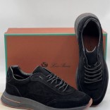 Замшевые кроссовки Loro Piana чёрного цвета