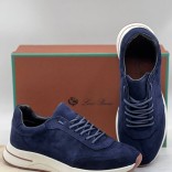 Замшевые кроссовки Loro Piana синего цвета