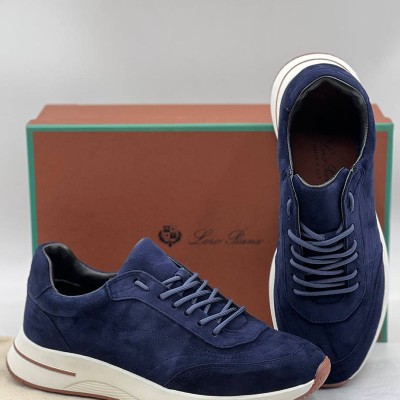 Замшевые кроссовки Loro Piana синего цвета