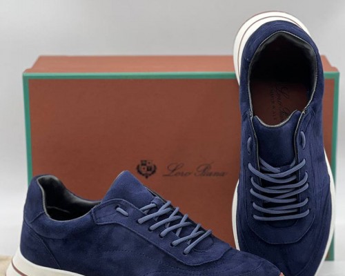 Замшевые кроссовки Loro Piana синего цвета