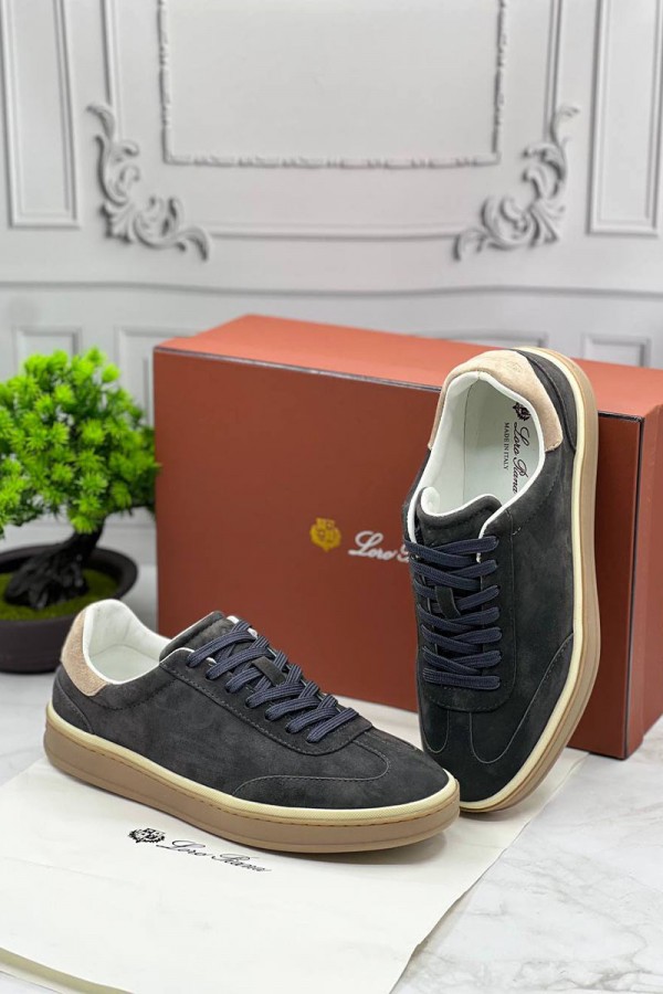 Замшевые кроссовки Loro Piana Tennis Walk - Grey