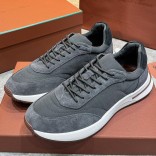 Замшевые кроссовки Loro Piana Week End Walk - Grey